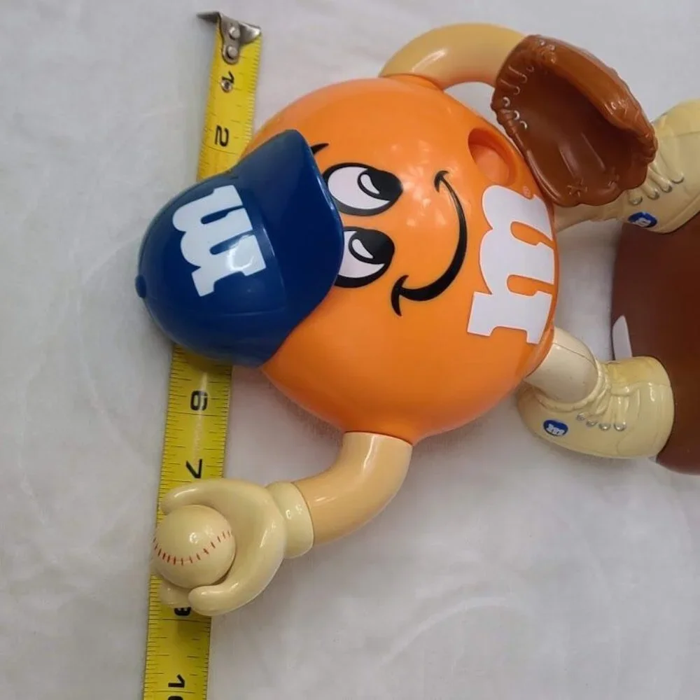 M&M's Sport Baseball Player Orange Candy Dispenser Limited Edition Blue Hat